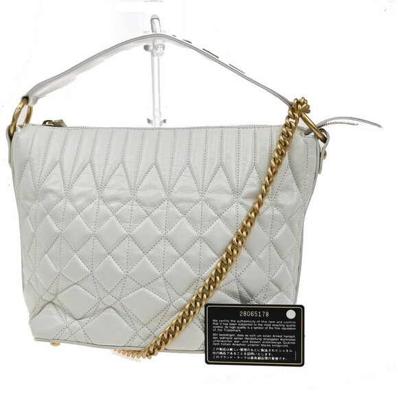 CHANEL CC Logo 2Way Glazed Shoulder Bag Leather White 620RF580 - Picture 1 of 15